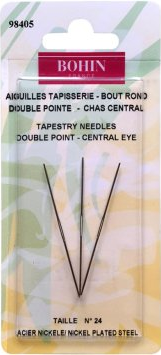 Aiguilles Tapisserie – Double pointe – Chas central – Bout rond