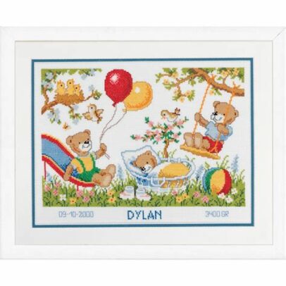 Kit Points Comptés “Naissance Des Ours dans le Jardin”
