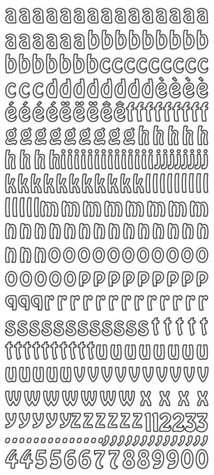 Sticker  259 "Lettres Miniscules et Chiffres"